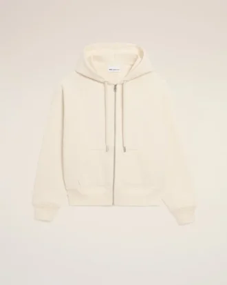 Sweat à capuche zippé Ami de Coeur en coton blanc gaufré