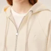 Sweat à capuche zippé Ami de Coeur en coton blanc gaufré