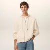 Sweat à capuche zippé Ami de Coeur en coton blanc gaufré
