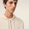 Sweat à capuche zippé Ami de Coeur en coton blanc gaufré