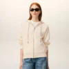 Sweat à capuche zippé Ami de Coeur en coton blanc gaufré