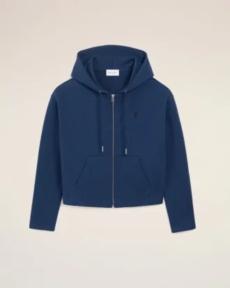 Sweat à capuche zippé Ami de Coeur en coton bleu