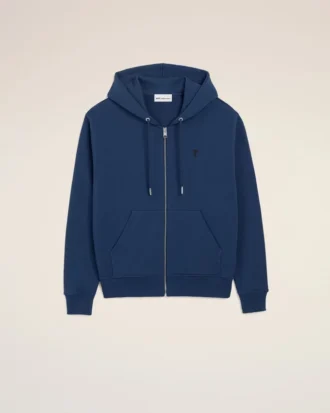 Sweat à capuche zippé Ami de Coeur en coton bleu
