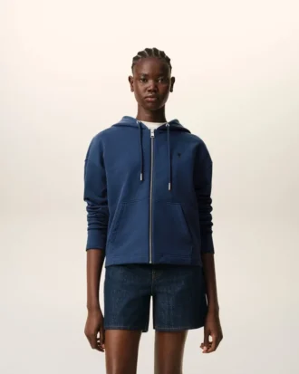 Sweat à capuche zippé Ami de Coeur en coton bleu