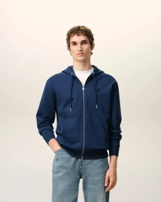 Sweat à capuche zippé Ami de Coeur en coton bleu