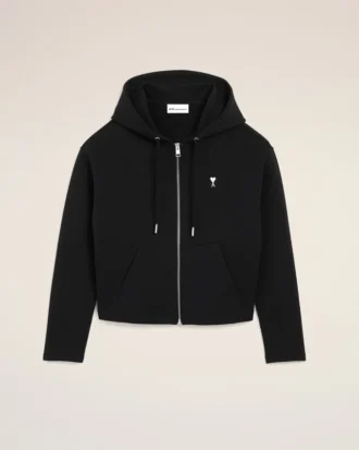 Sweat à capuche zippé Ami de Coeur en coton noir