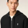 Sweat à capuche zippé Ami de Coeur en coton noir