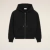 Sweat à capuche zippé Ami de Coeur en coton noir gaufré