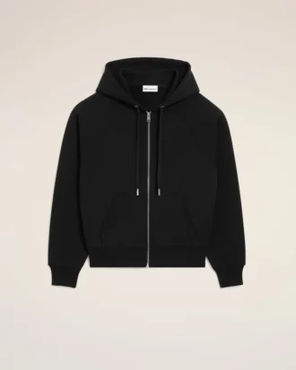 Sweat à capuche zippé Ami de Coeur en coton noir gaufré