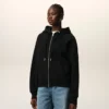 Sweat à capuche zippé Ami de Coeur en coton noir gaufré
