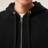 Sweat à capuche zippé Ami de Coeur en coton noir gaufré