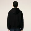 Sweat à capuche zippé Ami de Coeur en coton noir gaufré