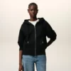 Sweat à capuche zippé Ami de Coeur en coton noir gaufré