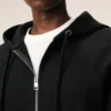 Sweat à capuche zippé Ami de Coeur en coton noir gaufré