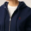 Sweat à capuche zippé Red Ami de Coeur en coton bleu et rouge