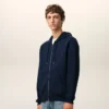 Sweat à capuche zippé Red Ami de Coeur en coton bleu et rouge