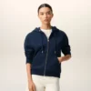 Sweat à capuche zippé Red Ami de Coeur en coton bleu et rouge