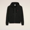 Sweat à capuche zippé Red Ami de Coeur en coton noir
