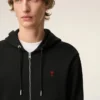 Sweat à capuche zippé Red Ami de Coeur en coton noir