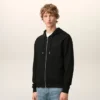 Sweat à capuche zippé Red Ami de Coeur en coton noir