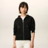 Sweat à capuche zippé Red Ami de Coeur en coton noir