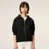 Sweat à capuche zippé Red Ami de Coeur en coton noir