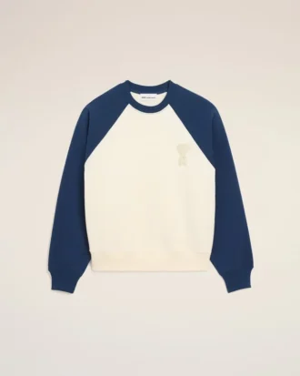 Sweat-shirt Ami de Coeur en coton tricoté blanc et bleu