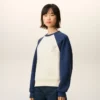 Sweat-shirt Ami de Coeur en coton tricoté blanc et bleu