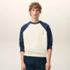 Sweat-shirt Ami de Coeur en coton tricoté blanc et bleu