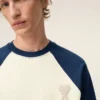 Sweat-shirt Ami de Coeur en coton tricoté blanc et bleu