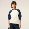Sweat-shirt Ami de Coeur en coton tricoté blanc et bleu
