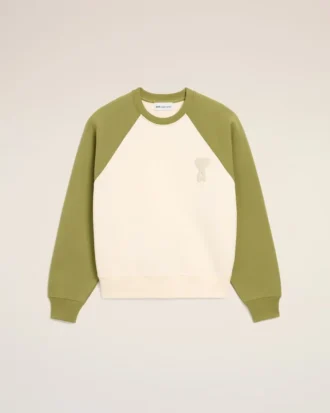 Sweat-shirt Ami de Coeur en coton tricoté blanc et vert