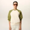 Sweat-shirt Ami de Coeur en coton tricoté blanc et vert