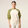 Sweat-shirt Ami de Coeur en coton tricoté blanc et vert