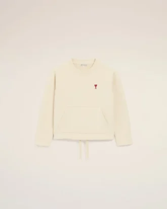 Sweat-shirt à col rond Ami de Coeur en coton blanc