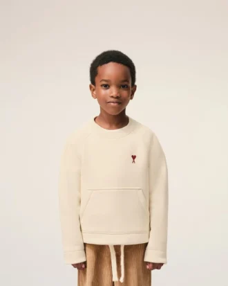 Sweat-shirt à col rond Ami de Coeur en coton blanc