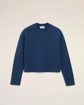 Sweat-shirt court Ami de Coeur en coton bleu