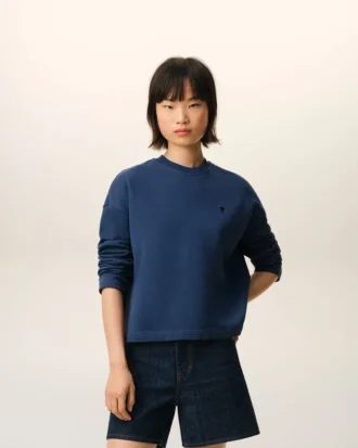 Sweat-shirt court Ami de Coeur en coton bleu