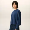 Sweat-shirt court Ami de Coeur en coton bleu