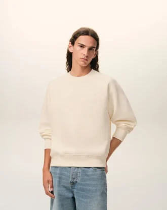 Sweat-shirt en coton blanc avec motif Ami de Coeur en relief