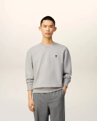 Sweat-shirt gris en coton contrasté « Ami de Coeur »