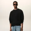 Sweat-shirt noir en coton gaufré Ami de Coeur