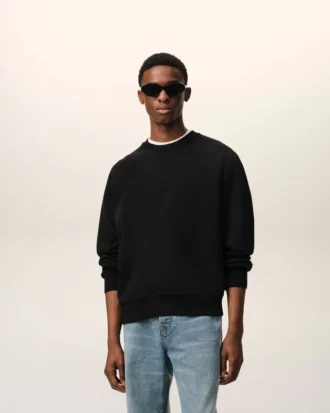 Sweat-shirt noir en coton gaufré Ami de Coeur