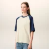 T-shirt Ami de Coeur en coton blanc et bleu avec patch tricoté