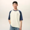 T-shirt Ami de Coeur en coton blanc et bleu avec patch tricoté