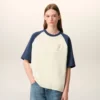 T-shirt Ami de Coeur en coton blanc et bleu avec patch tricoté