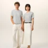 T-shirt Ami Paris en coton gris avec patch tricoté