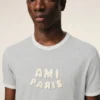 T-shirt Ami Paris en coton gris avec patch tricoté