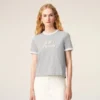 T-shirt Ami Paris en coton gris avec patch tricoté