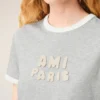 T-shirt Ami Paris en coton gris avec patch tricoté